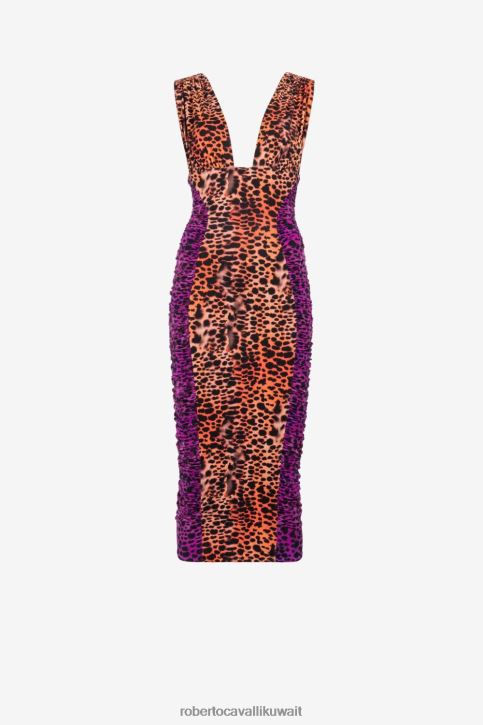 Roberto Cavalli نحيف أنيق فستان بطبعة الفهد ملابس 4H40H80