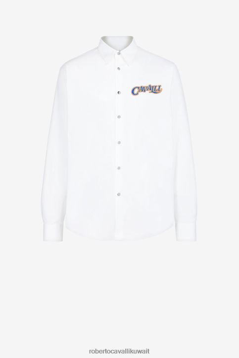 Roberto Cavalli رجال رشيقة قميص شعار مطرز ملابس 4H40H800
