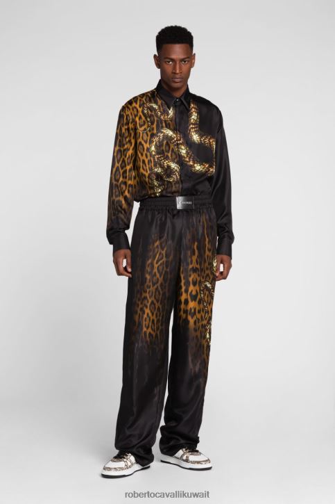 Roberto Cavalli رجال رشيقة قميص شعار مطرز ملابس 4H40H800