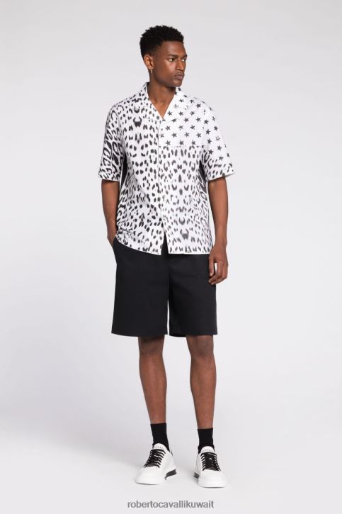 Roberto Cavalli رجال حار قميص قطن بطبعة شعار ملابس 4H40H802