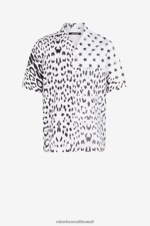 Roberto Cavalli رجال رشيقة قميص بطبعة جرافيك ملابس 4H40H803