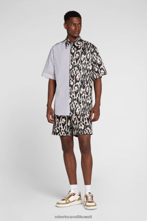 Roberto Cavalli رجال رشيقة قميص بطبعة جرافيك ملابس 4H40H803