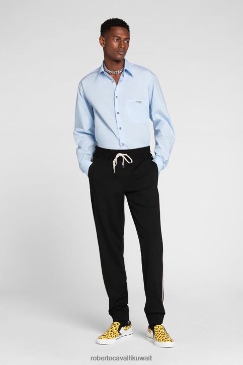 Roberto Cavalli رجال أنيق قميص بأكمام قصيرة وطبعة جلد الثعبان ملابس 4H40H805