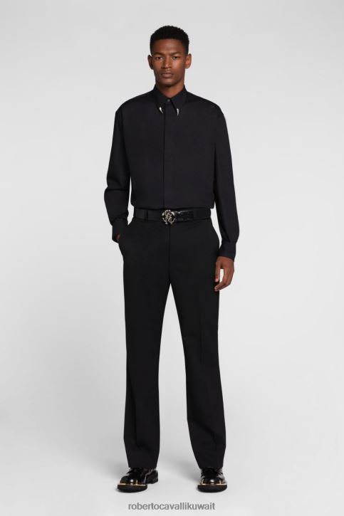 Roberto Cavalli رجال حار قميص مطرز مونوغرام ملابس 4H40H807