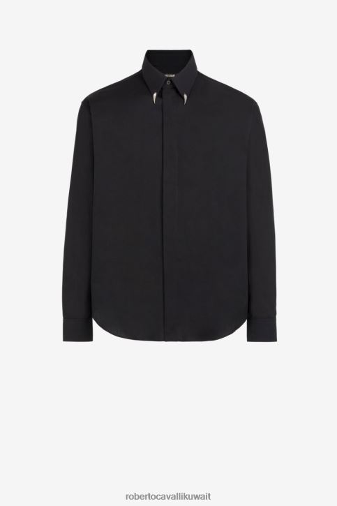 Roberto Cavalli رجال موضة قميص قطن بأسنان النمر ملابس 4H40H808