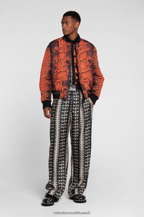 Roberto Cavalli رجال موضة قميص مطرز مونوغرام ملابس 4H40H809