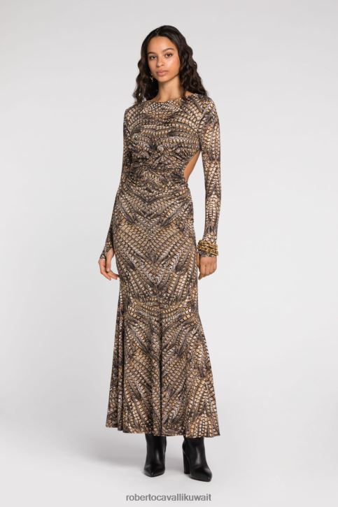 Roberto Cavalli نحيف أنيق فستان بطبعة الفهد ملابس 4H40H80