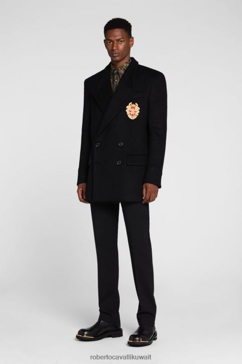 Roberto Cavalli رجال أسود قميص الدنيم مرصع ملابس 4H40H812