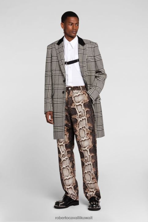 Roberto Cavalli رجال حار قميص جينز مطرز بنقش جاكوار ملابس 4H40H815