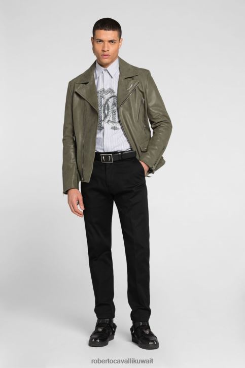 Roberto Cavalli رجال أنيق قميص قطن بطبعة خليط ملابس 4H40H823