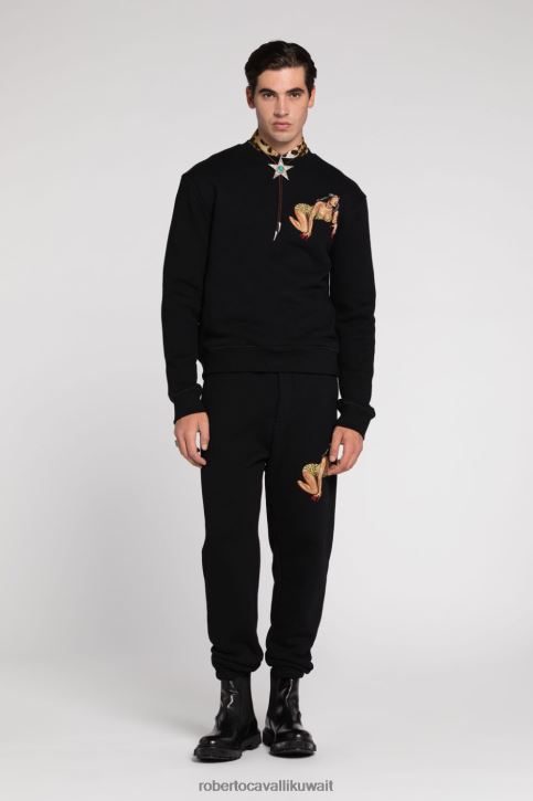 Roberto Cavalli رجال أسود سترة سروال قصير على شكل ثعبان مرآة ملابس 4H40H832