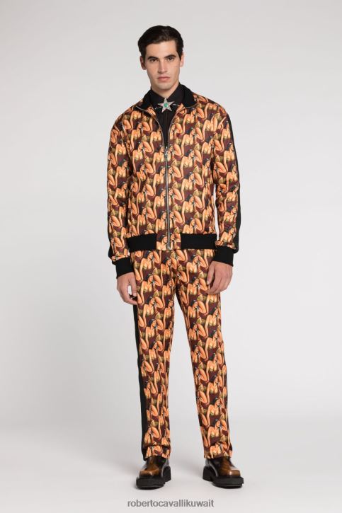 Roberto Cavalli رجال أسود سترة قطنية مطرزة ملابس 4H40H833
