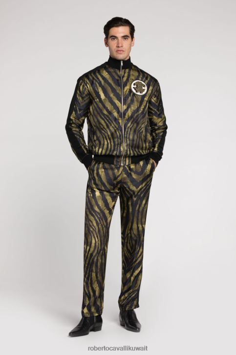 Roberto Cavalli رجال عاج سترة رياضية بطبعة جرافيك ملابس 4H40H834