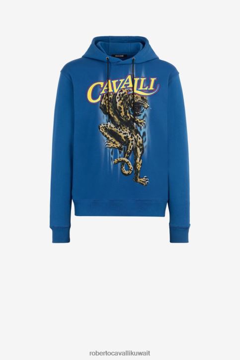 Roberto Cavalli رجال موضة هوديي بطبعة شعار ملابس 4H40H837