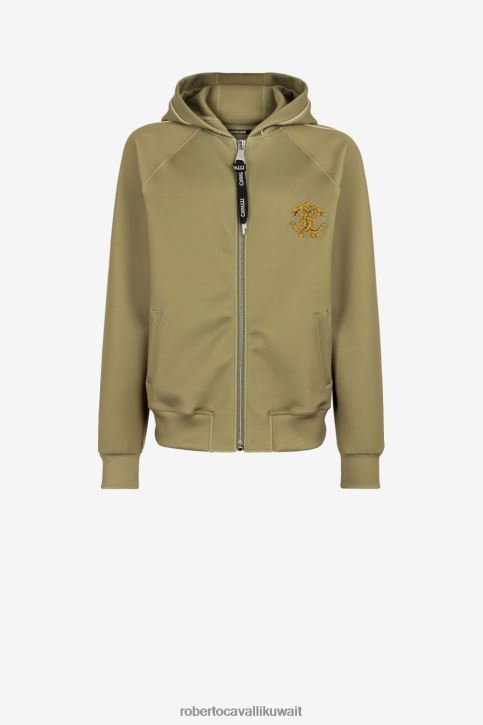 Roberto Cavalli رجال موضة هودي بسحاب وشعار مطرز ملابس 4H40H841