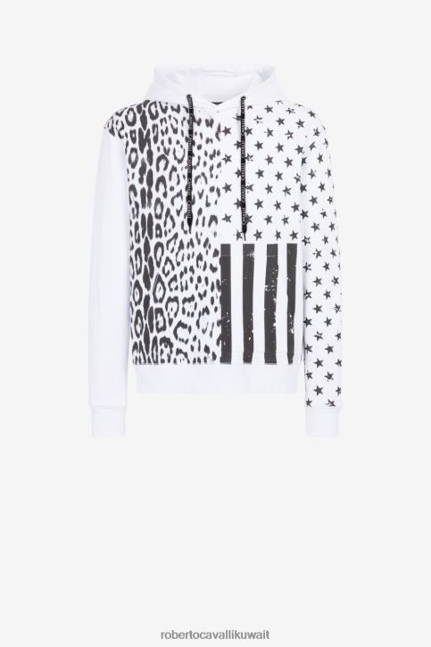Roberto Cavalli رجال أنيق هودي قطن بطبعة جرافيك ملابس 4H40H842
