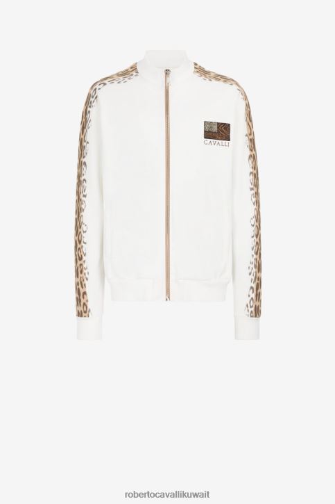 Roberto Cavalli رجال أنيق سترة بسحاب وشريط بطباعة جلد الفهد ملابس 4H40H845