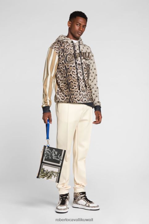 Roberto Cavalli رجال حار قميص من النوع الثقيل بطبعة حيوانية ملابس 4H40H847
