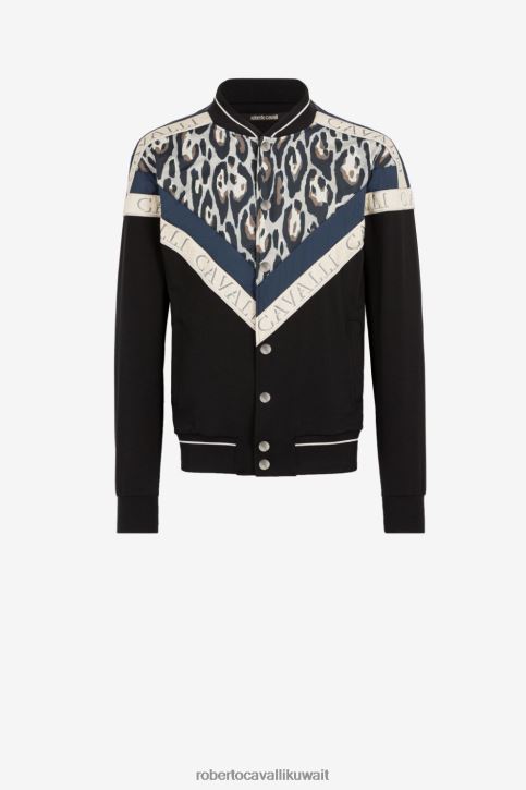 Roberto Cavalli رجال رشيقة سترة بومبر بطبعة جلد الفهد ملابس 4H40H851