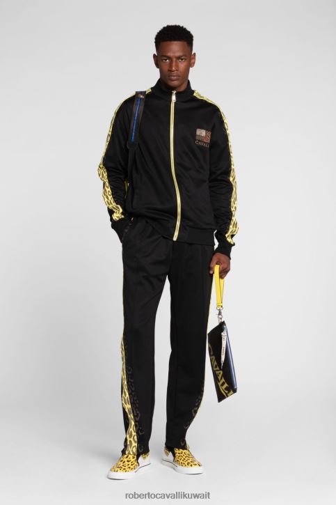 Roberto Cavalli رجال رشيقة سترة بومبر بطبعة جلد الفهد ملابس 4H40H851