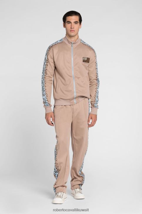 Roberto Cavalli رجال أنيق سترة بسحاب وشريط بطباعة جلد الفهد ملابس 4H40H852