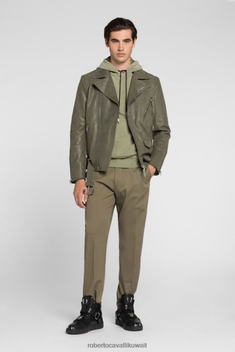 Roberto Cavalli رجال أسود هوديي قطن بطبعة ورد ملابس 4H40H858