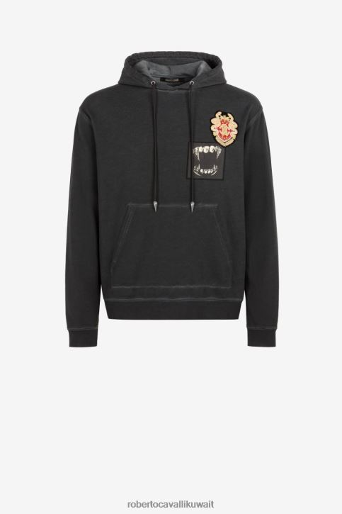 Roberto Cavalli رجال حار هودي بطبعة مونوغرام وشعار آر سي ملابس 4H40H860