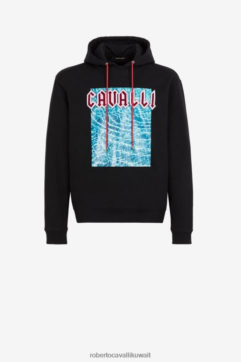 Roberto Cavalli رجال رشيقة هودي قطن بأبليكة شعار الماركة ملابس 4H40H864