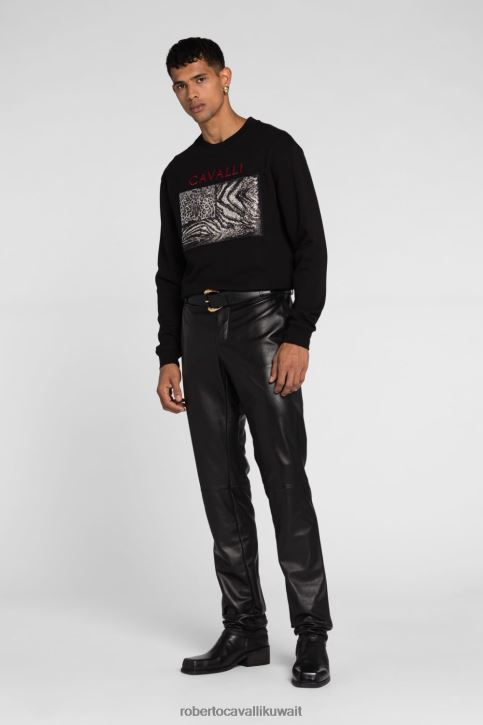 Roberto Cavalli رجال رشيقة هودي قطن بأبليكة شعار الماركة ملابس 4H40H864