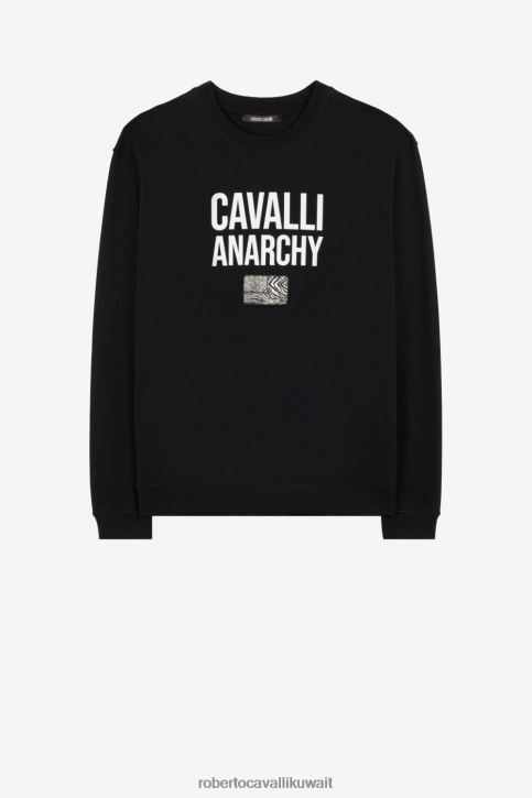 Roberto Cavalli رجال حار كنزة قطن بطبعة شعار ملابس 4H40H867