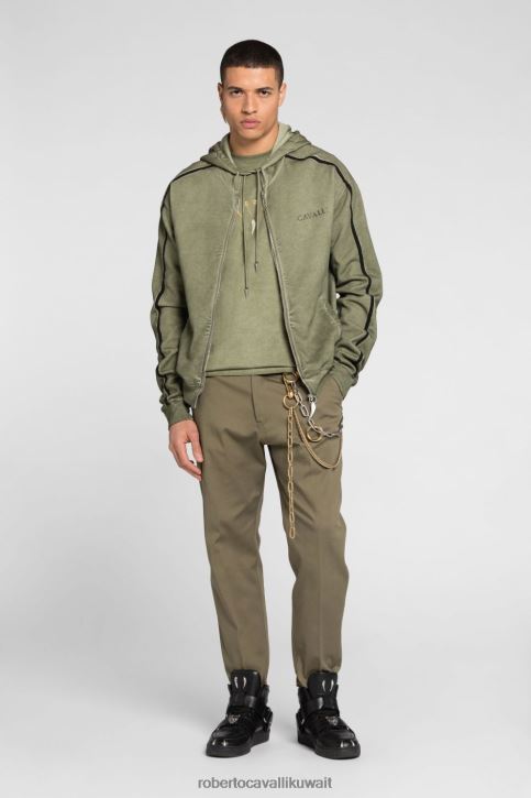Roberto Cavalli رجال حار هودي بسحاب وطبعة شعار ملابس 4H40H871