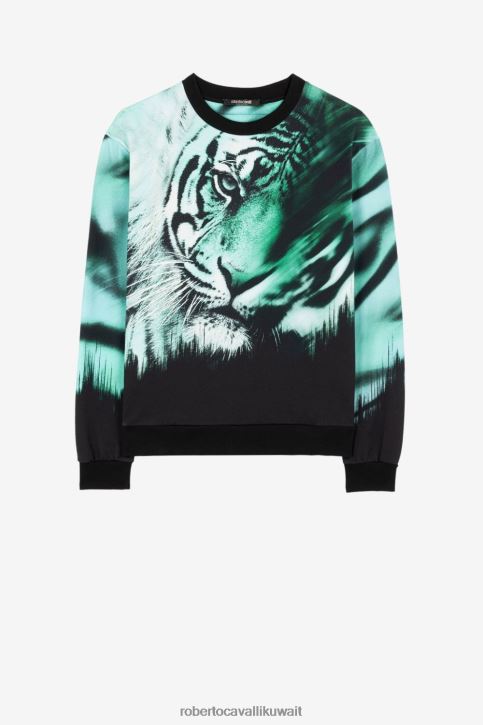 Roberto Cavalli رجال حار كنزة قطن بطبعة نمر ملابس 4H40H873