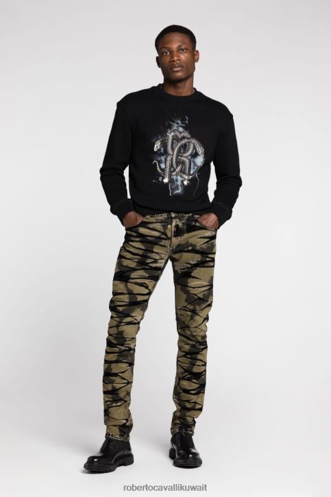 Roberto Cavalli رجال متعدد الألوان سترة بألواح وطبعة الحرية ملابس 4H40H874