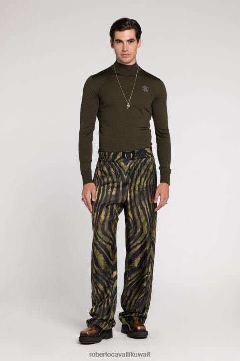 Roberto Cavalli رجال متعدد الألوان سترة صوف بشعار الماركة إنتارسيا ملابس 4H40H877