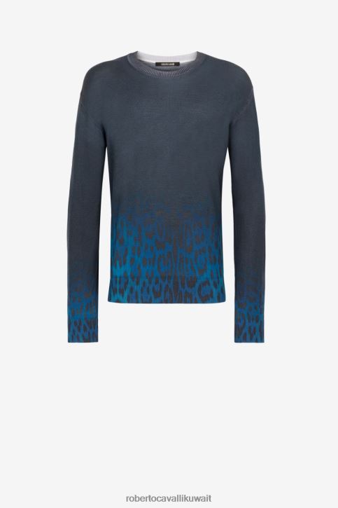 Roberto Cavalli رجال أنيق سترة من الصوف بطبعات جاكوار ملابس 4H40H884