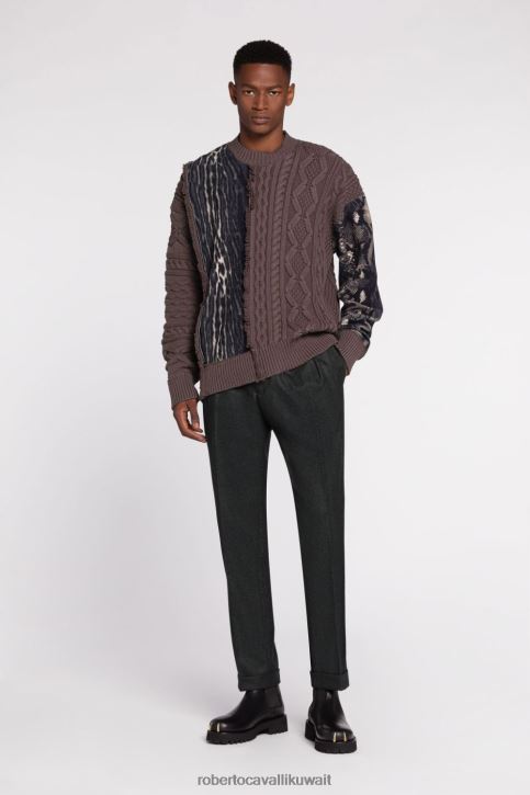 Roberto Cavalli رجال أنيق سترة من الصوف بطبعات جاكوار ملابس 4H40H884