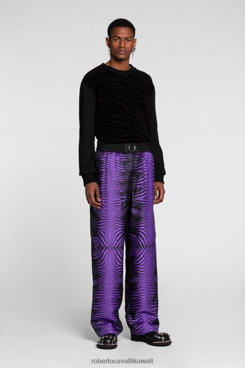 Roberto Cavalli رجال بيثون/أسود سترة من الصوف بطبعات جلد الثعبان ملابس 4H40H888