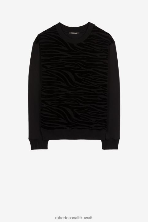 Roberto Cavalli رجال أسود زيبرا المخملية ديفور البلوز ملابس 4H40H889