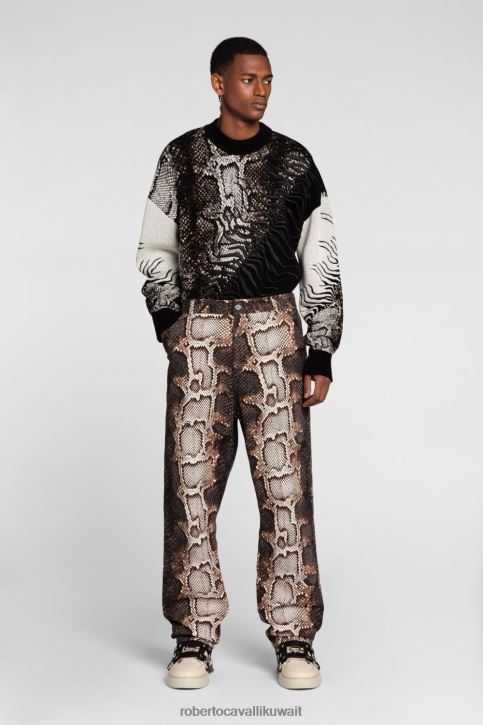 Roberto Cavalli رجال أسود زيبرا المخملية ديفور البلوز ملابس 4H40H889