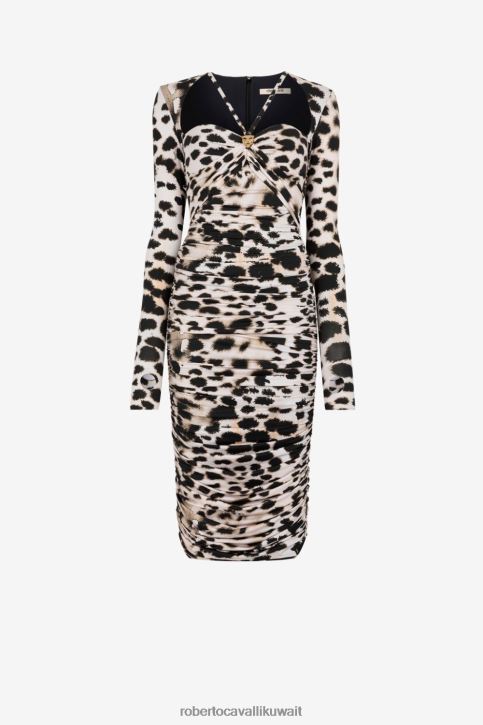 Roberto Cavalli نحيف أنيق فستان مدموج بطبعة المورينا ملابس 4H40H89