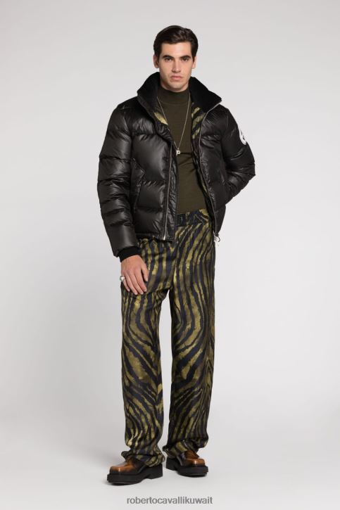 Roberto Cavalli رجال أسود سترة بومبر ملكة الطباعة الصقلية ملابس 4H40H897