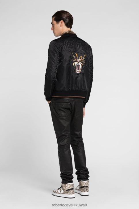 Roberto Cavalli رجال موضة سترة عسكرية بطبعة حيوان ملابس 4H40H905