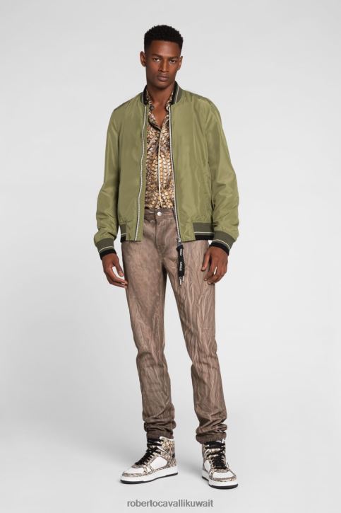 Roberto Cavalli رجال أنيق سترة بومبر مطرزة على شكل حيوان ملابس 4H40H906