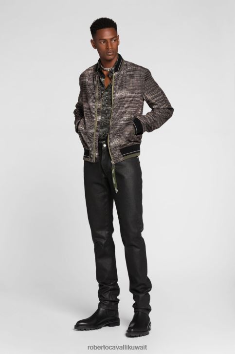Roberto Cavalli رجال أنيق سترة بسحاب وطبعة حيوان ملابس 4H40H910