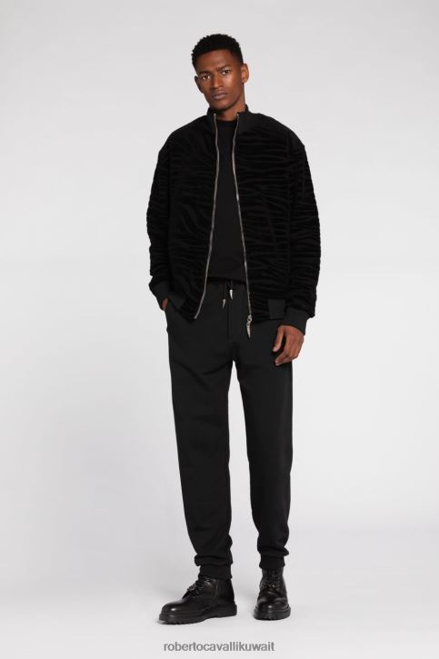 Roberto Cavalli رجال أنيق سترة بومبر من الجلد بطبعة جلد الفهد ملابس 4H40H914