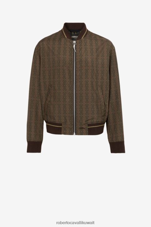 Roberto Cavalli رجال أنيق سترة بومبر بطبعة مونوغرام ملابس 4H40H920