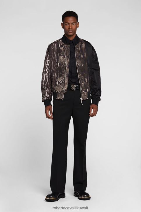 Roberto Cavalli رجال أنيق سترة بومبر بطبعة مونوغرام ملابس 4H40H920