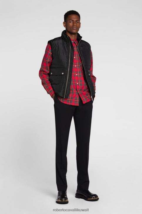 Roberto Cavalli رجال أسود سترة رياضية بطبعة جلد الثعبان ملابس 4H40H922