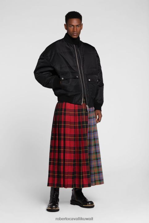 Roberto Cavalli رجال أسود سترة بغطاء رأس وطبعة مونوغرام ملابس 4H40H925