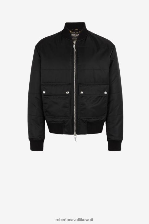 Roberto Cavalli رجال أنيق سترة بومبر مزينة بشعار ملابس 4H40H926